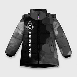Куртка зимняя для девочки Real Madrid sport на темном фоне по-вертикали, цвет: 3D-черный