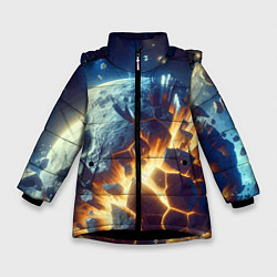 Куртка зимняя для девочки Взрыв планеты - космос от нейросети, цвет: 3D-черный