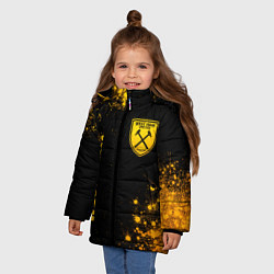 Куртка зимняя для девочки West Ham - gold gradient вертикально, цвет: 3D-черный — фото 2