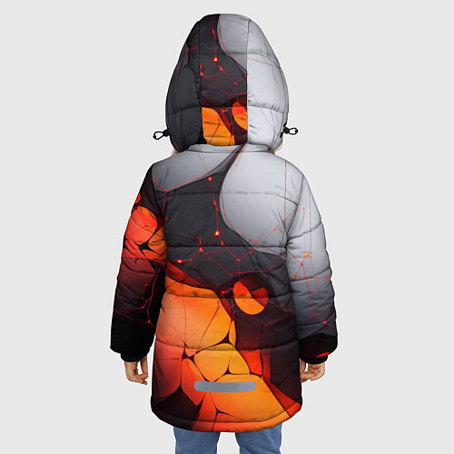 Зимняя куртка для девочки Объемная плита с красной лавой иллюстрация / 3D-Красный – фото 4