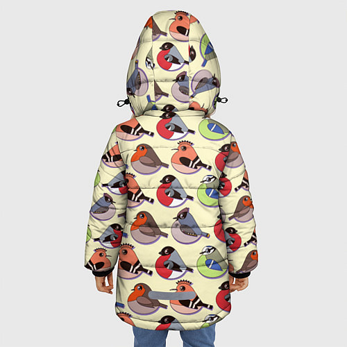 Зимняя куртка для девочки Веселые птички / 3D-Красный – фото 4