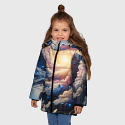 Куртка зимняя для девочки Космическая галактика - нейросеть фантазия, цвет: 3D-красный — фото 2