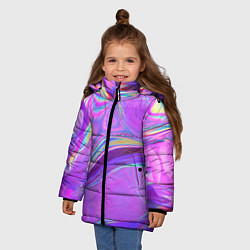 Куртка зимняя для девочки Неоновый розовый бензин, цвет: 3D-светло-серый — фото 2
