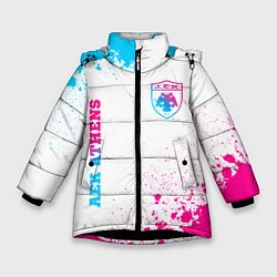 Зимняя куртка для девочки AEK Athens neon gradient style вертикально