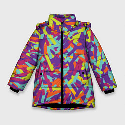 Куртка зимняя для девочки Конфитти, цвет: 3D-черный