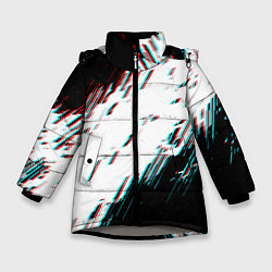 Куртка зимняя для девочки Glitch effect, цвет: 3D-светло-серый
