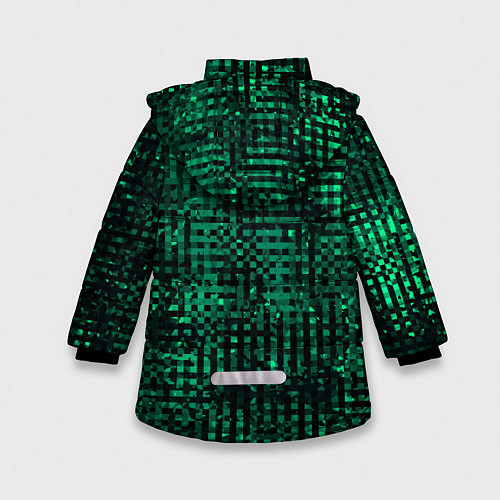 Зимняя куртка для девочки Чёрно-зелёный абстрактный / 3D-Черный – фото 2