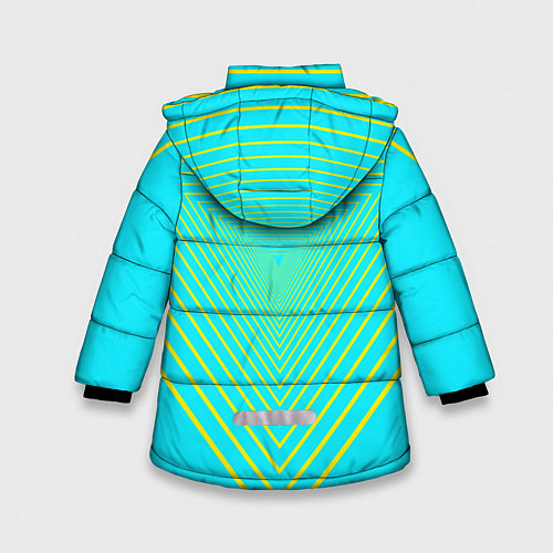 Зимняя куртка для девочки Треугольники уходящие в даль / 3D-Черный – фото 2