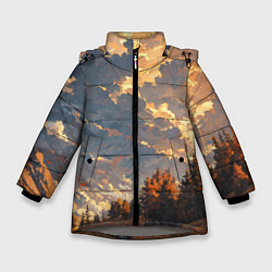 Куртка зимняя для девочки Вечерний закат - аниме, цвет: 3D-светло-серый