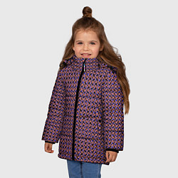 Куртка зимняя для девочки Фиолетово-коричневые волнистые линии, цвет: 3D-черный — фото 2
