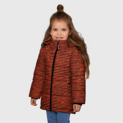 Куртка зимняя для девочки Чёрно-оранжевый полосатый, цвет: 3D-черный — фото 2