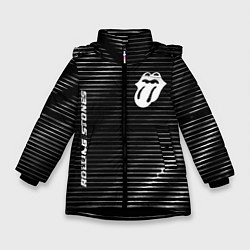 Куртка зимняя для девочки Rolling Stones metal rock lines, цвет: 3D-черный