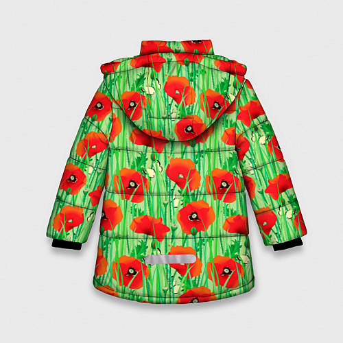 Зимняя куртка для девочки Маковый узор / 3D-Красный – фото 2
