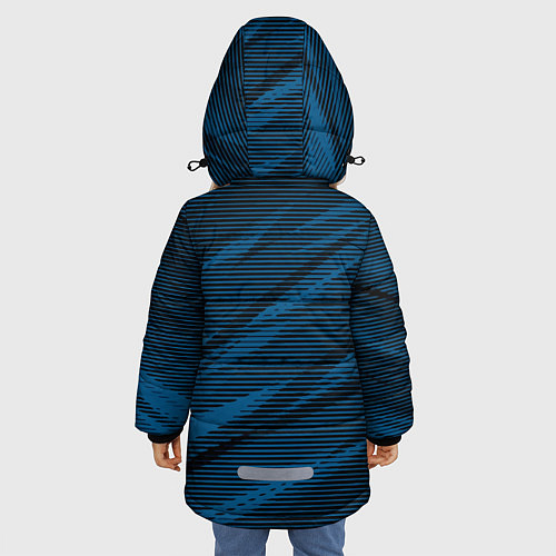 Зимняя куртка для девочки Полосатый чёрно-синий / 3D-Светло-серый – фото 4
