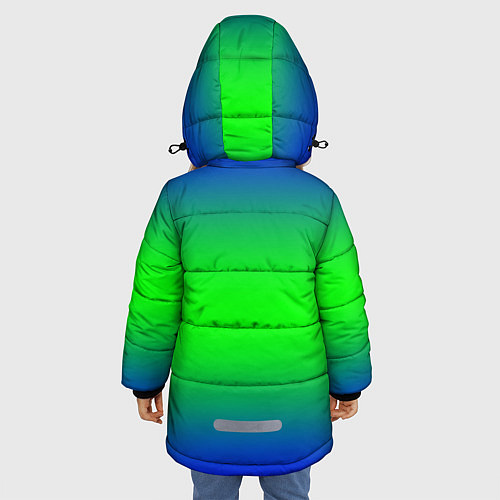 Зимняя куртка для девочки Зелёный градиент текстура / 3D-Красный – фото 4