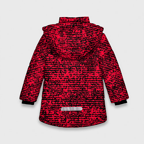 Зимняя куртка для девочки Ярко-розовый в чёрную текстурированную полоску / 3D-Черный – фото 2
