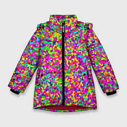 Куртка зимняя для девочки Паттерн разноцветная мелкая мозаика, цвет: 3D-красный