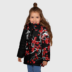 Куртка зимняя для девочки Цветы сакуры, цвет: 3D-черный — фото 2