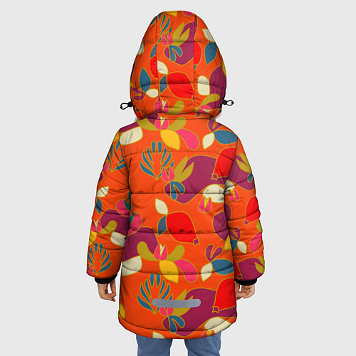 Зимняя куртка для девочки Яркие ягодки-листочки / 3D-Красный – фото 4