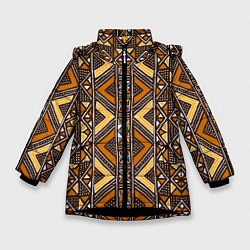 Куртка зимняя для девочки Мавританский африканский орнамент, цвет: 3D-черный