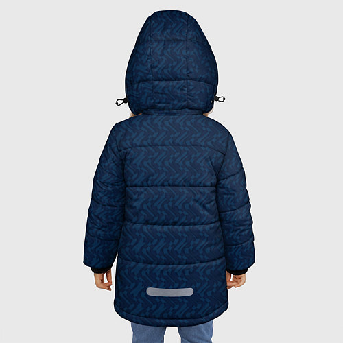 Зимняя куртка для девочки Тёмный синий текстурированный однотонный / 3D-Светло-серый – фото 4