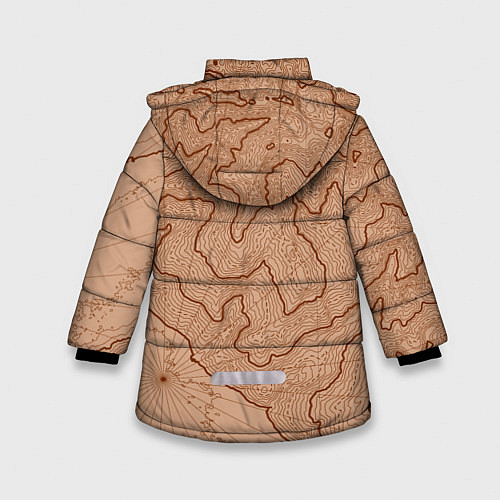 Зимняя куртка для девочки Старая карта неизвестного мира / 3D-Красный – фото 2