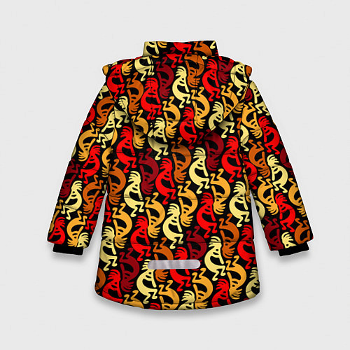 Зимняя куртка для девочки Кокопелли - паттерн / 3D-Черный – фото 2
