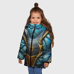 Куртка зимняя для девочки Объемный футуристический текстурный костюм из кожи, цвет: 3D-красный — фото 2