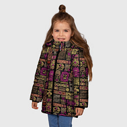 Куртка зимняя для девочки Африка - этнический орнамент, цвет: 3D-черный — фото 2