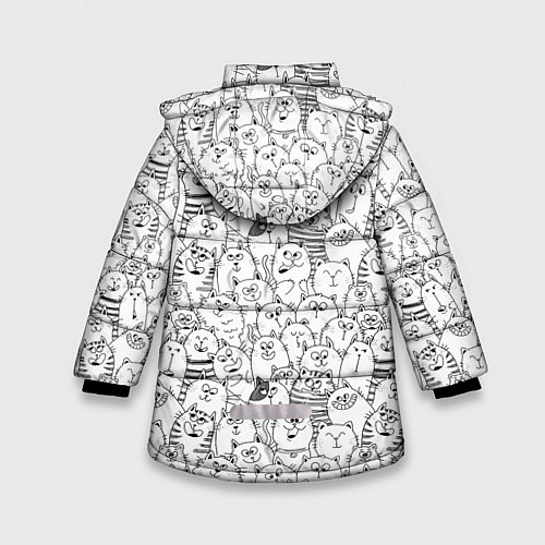 Зимняя куртка для девочки Румяная киска и серые коты / 3D-Красный – фото 2
