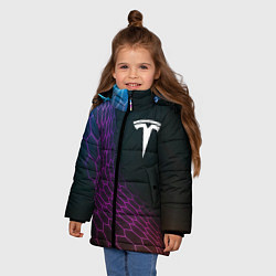 Куртка зимняя для девочки Tesla neon hexagon, цвет: 3D-черный — фото 2