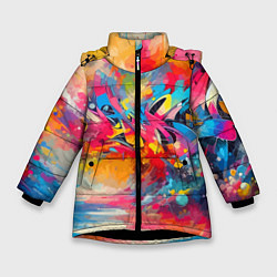 Зимняя куртка для девочки Красочная абстракция - импрессионизм