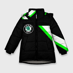 Куртка зимняя для девочки Skoda geometry, цвет: 3D-светло-серый