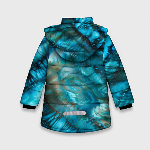 Зимняя куртка для девочки Абстракция батик - морской стиль / 3D-Черный – фото 2