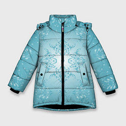 Зимняя куртка для девочки Векторные узоры на нежно-бирюзовом фоне