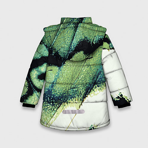 Зимняя куртка для девочки Зелено-черные пятна на светлом / 3D-Черный – фото 2