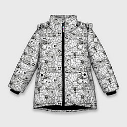Куртка зимняя для девочки Расслабься и веселись, цвет: 3D-черный