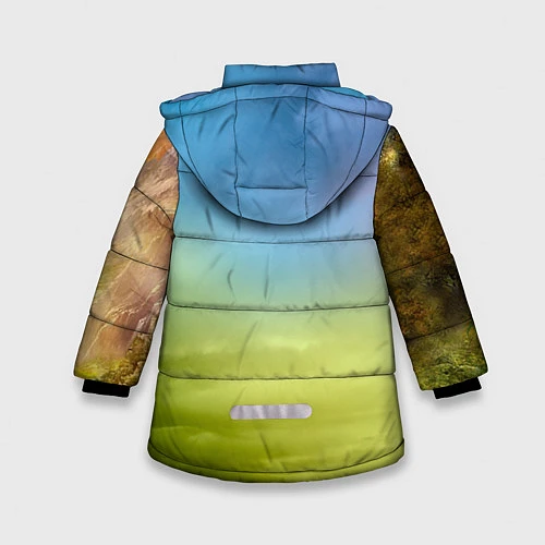 Зимняя куртка для девочки Радужный единорог / 3D-Черный – фото 2