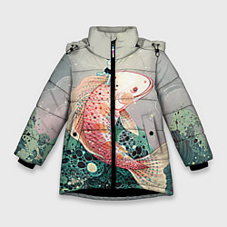 Куртка зимняя для девочки Рыба, цвет: 3D-черный