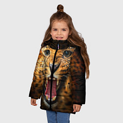 Куртка зимняя для девочки Рык леопарда, цвет: 3D-светло-серый — фото 2