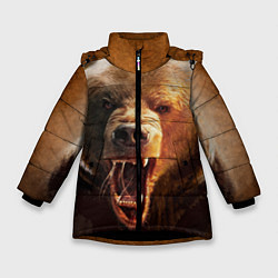 Куртка зимняя для девочки Рык медведя, цвет: 3D-черный