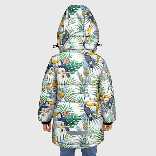 Зимняя куртка для девочки Летний попугай / 3D-Красный – фото 4