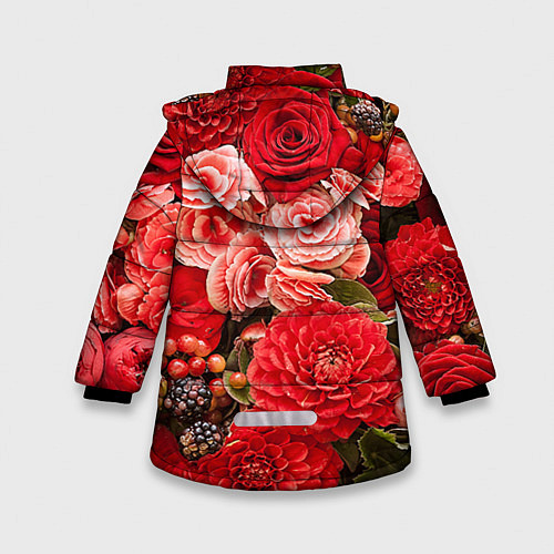 Зимняя куртка для девочки Ассорти из цветов / 3D-Черный – фото 2