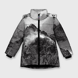 Куртка зимняя для девочки Горы, цвет: 3D-черный