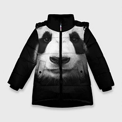 Куртка зимняя для девочки Взгляд панды, цвет: 3D-черный