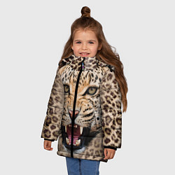 Куртка зимняя для девочки Взгляд леопарда, цвет: 3D-светло-серый — фото 2