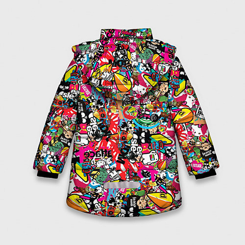 Зимняя куртка для девочки Стикербомбинг / 3D-Черный – фото 2