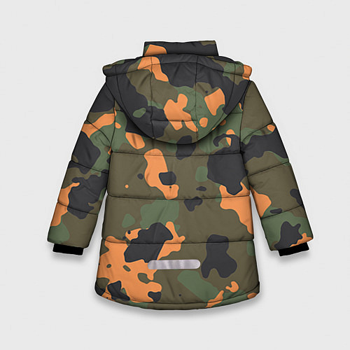 Зимняя куртка для девочки Камуфляж: хаки/оранжевый / 3D-Черный – фото 2