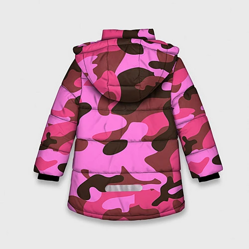 Зимняя куртка для девочки Камуфляж: розовый/коричневый / 3D-Черный – фото 2