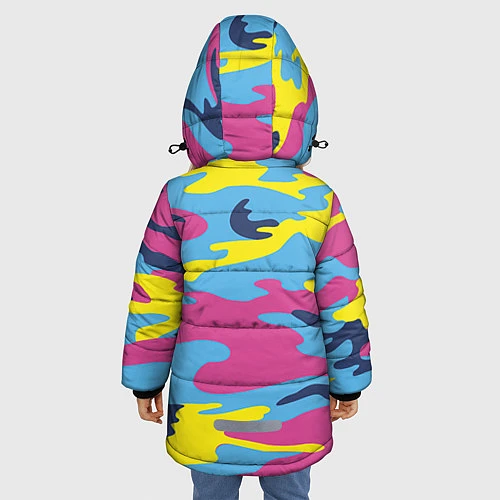 Зимняя куртка для девочки Камуфляж: голубой/розовый/желтый / 3D-Красный – фото 4